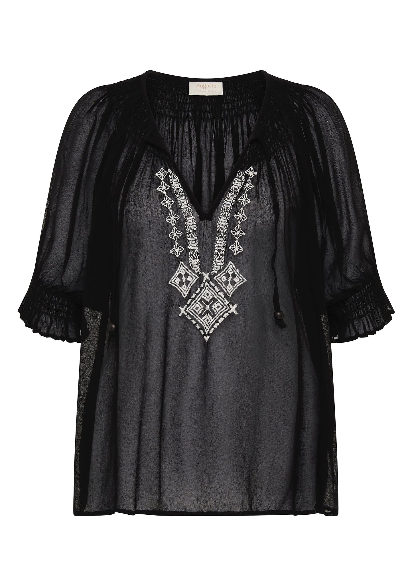 Stevie Embroidered Blouse - Black