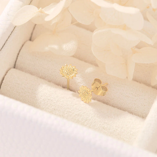 Gold Delicate Sunflower Studs
