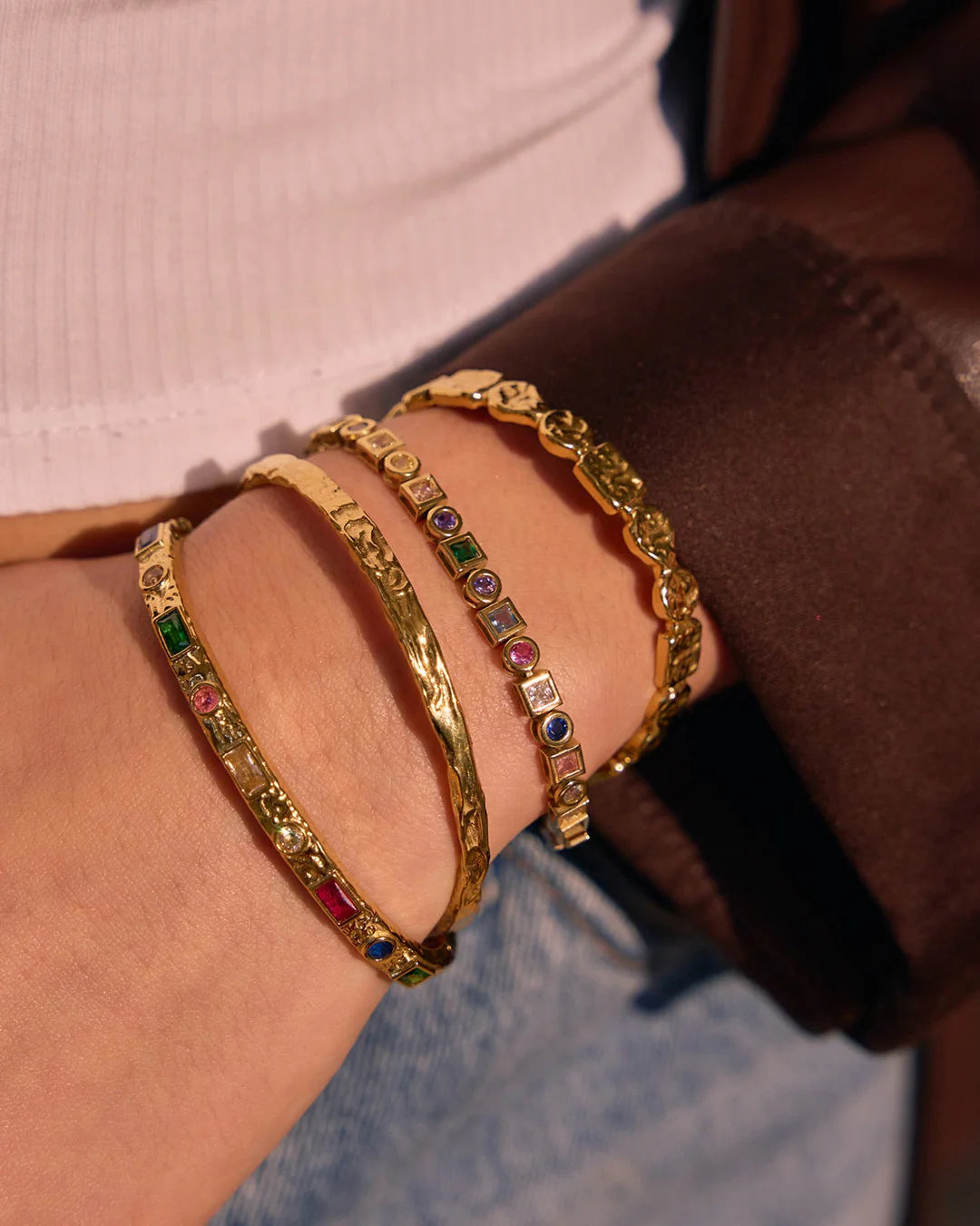 Melrose Gold Cuff Bracelet - Multi