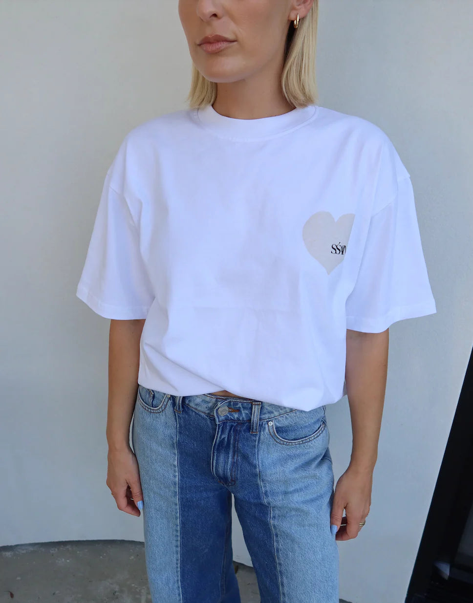 Ssaint White Tee Cream Heart