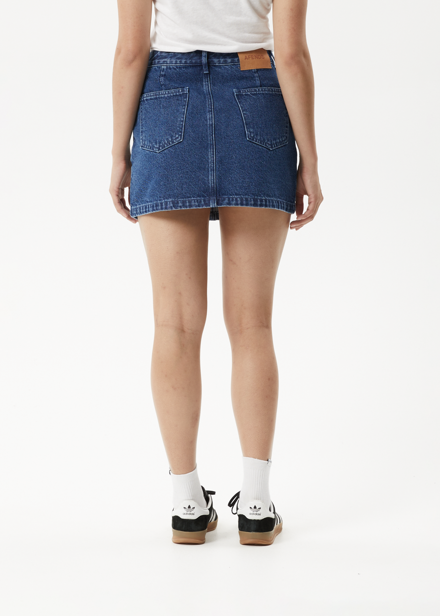 Georgia Hemp Denim Skirt in Authentic Blue