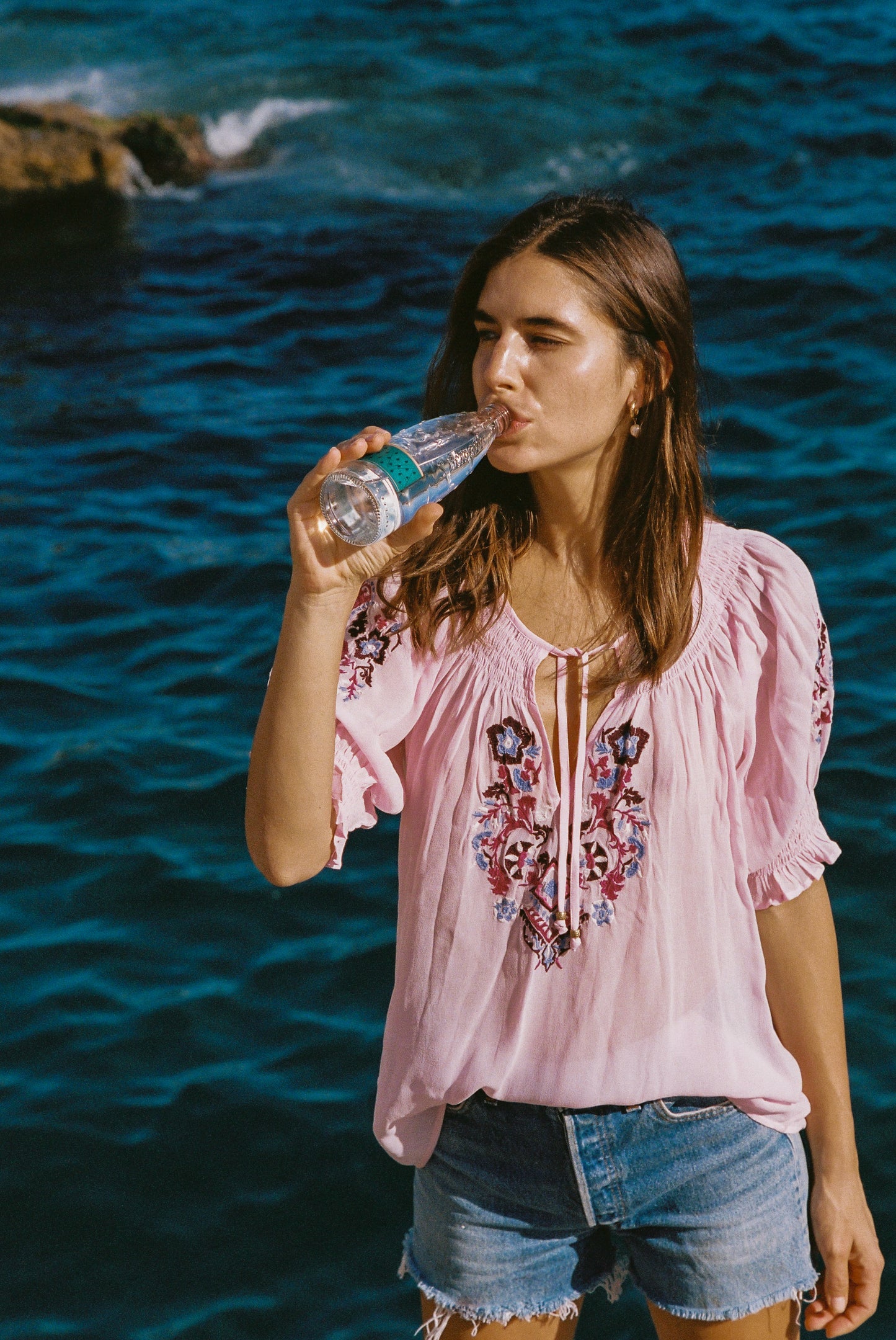 Indra Embroidered Blouse Pink