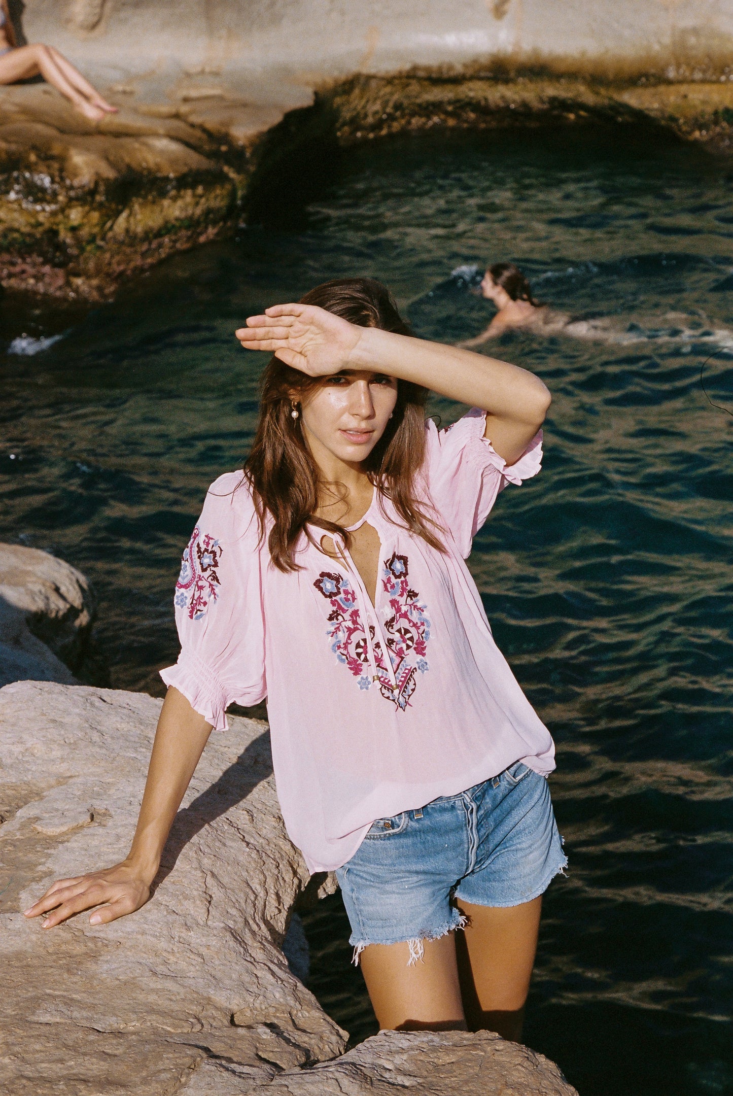 Indra Embroidered Blouse Pink