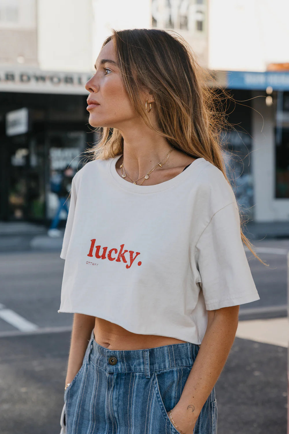 Lucky Cropped T-Shirt - Off White