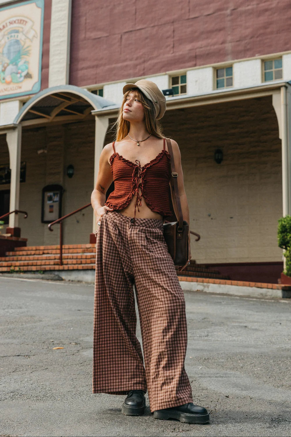 Marlow - Brown Plaid Pants