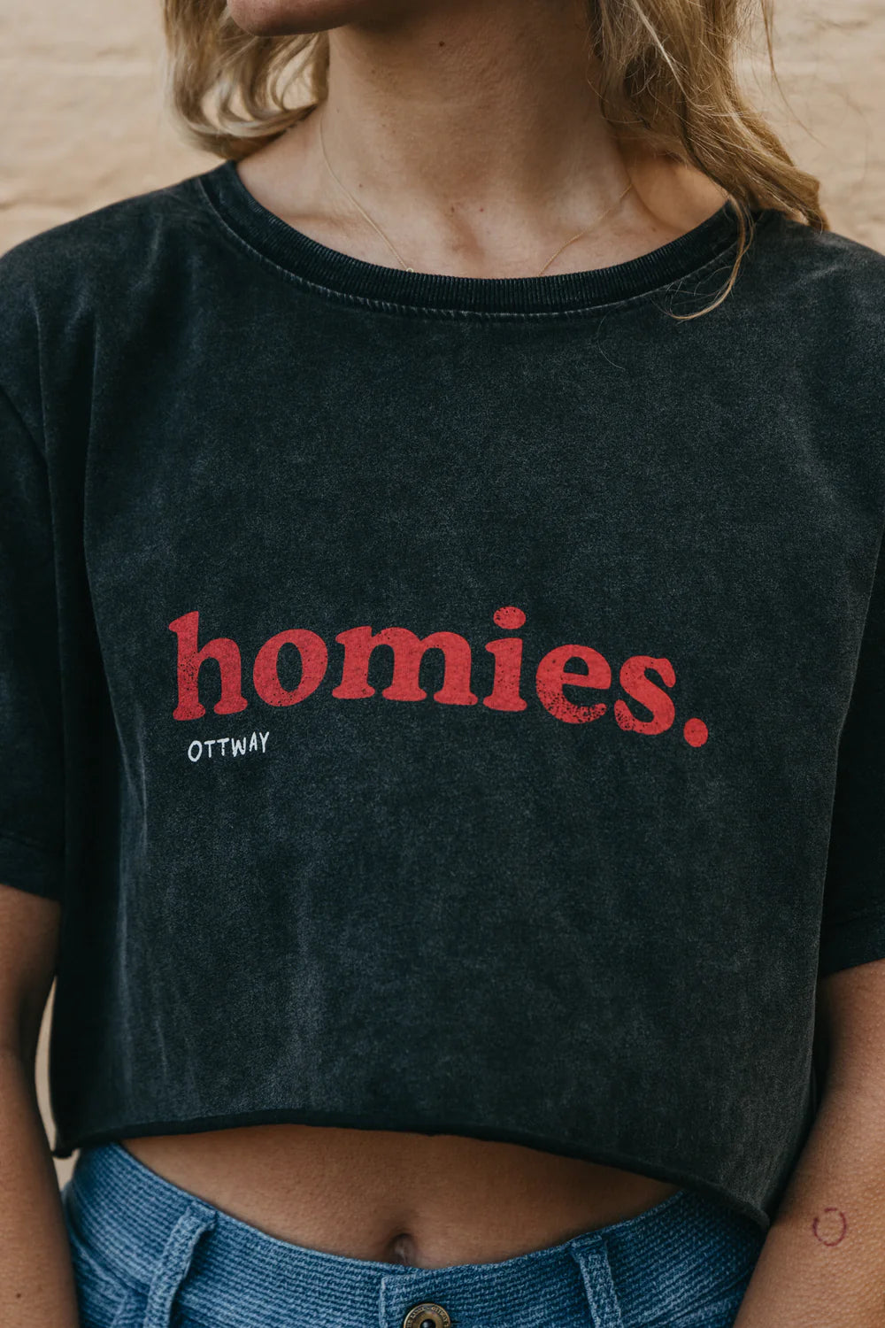 Homies Cropped T-Shirt - Washed Black