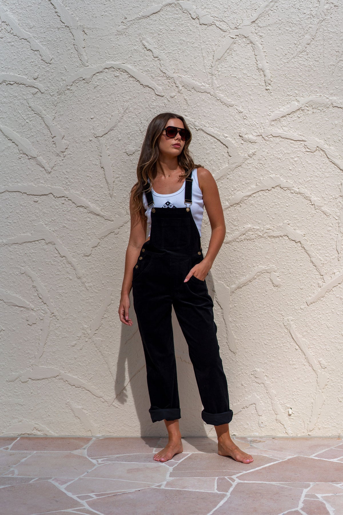 Cord Overalls in Black