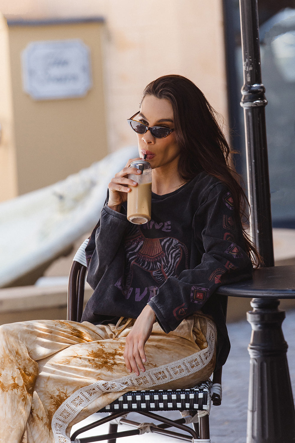 Mirage Long Sleeve Tee in Noir