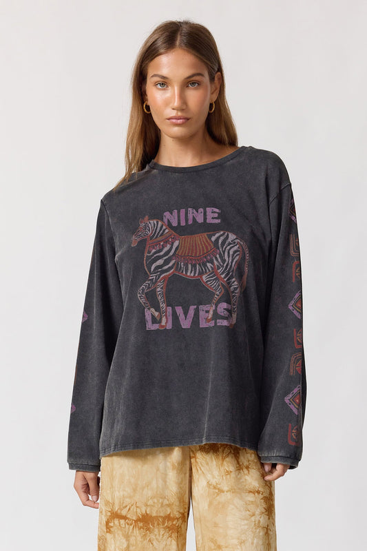 Mirage Long Sleeve Tee in Noir