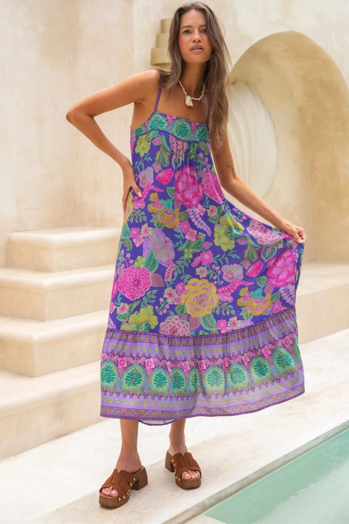 Honey Strappy Dress in Hibiscus