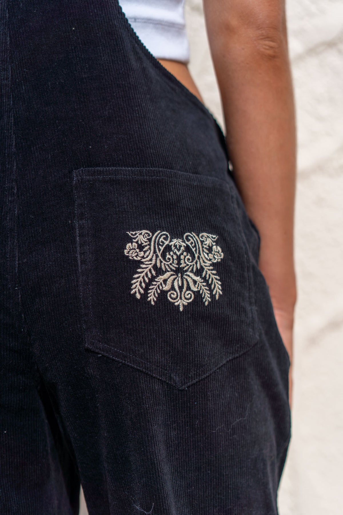 Cord Overalls in Black
