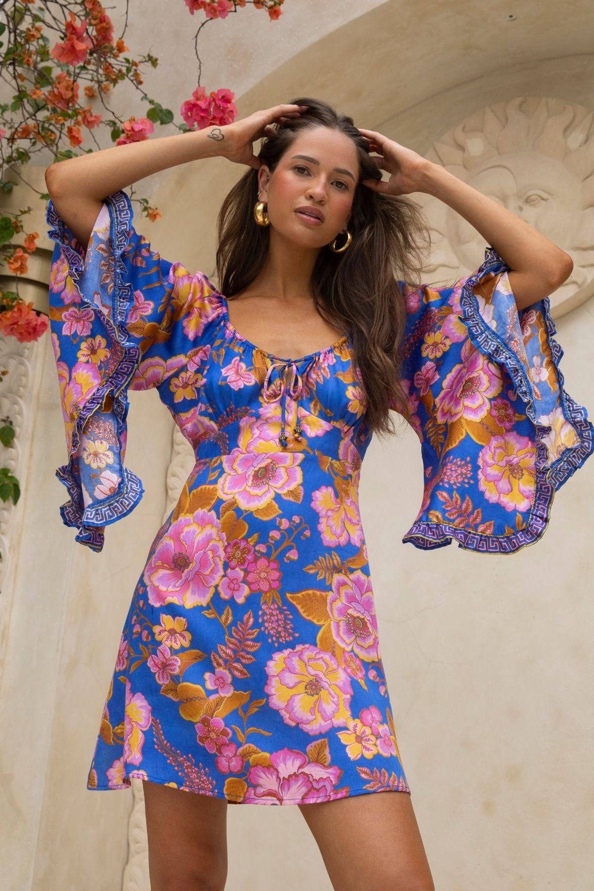 Tessa Mini Dress in Peony