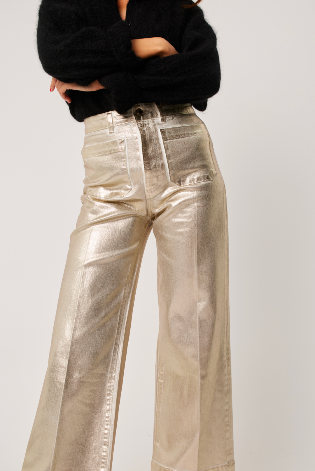 Sailor Ankle Jean in Gold Foil
